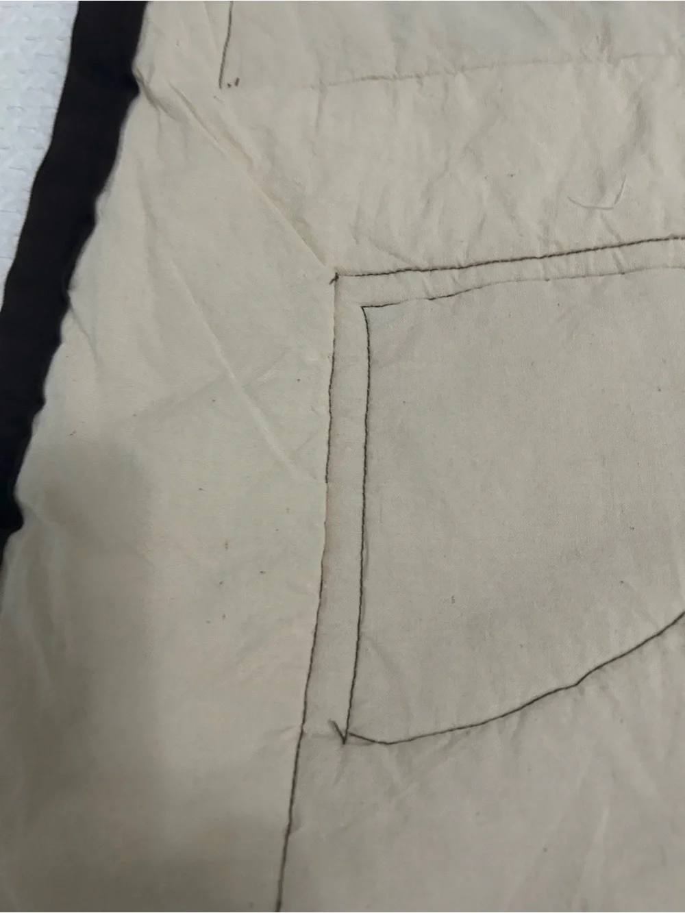 Handmade Patchwork Crib Quilt. Cream with Brown, Rust and Mustard Accent